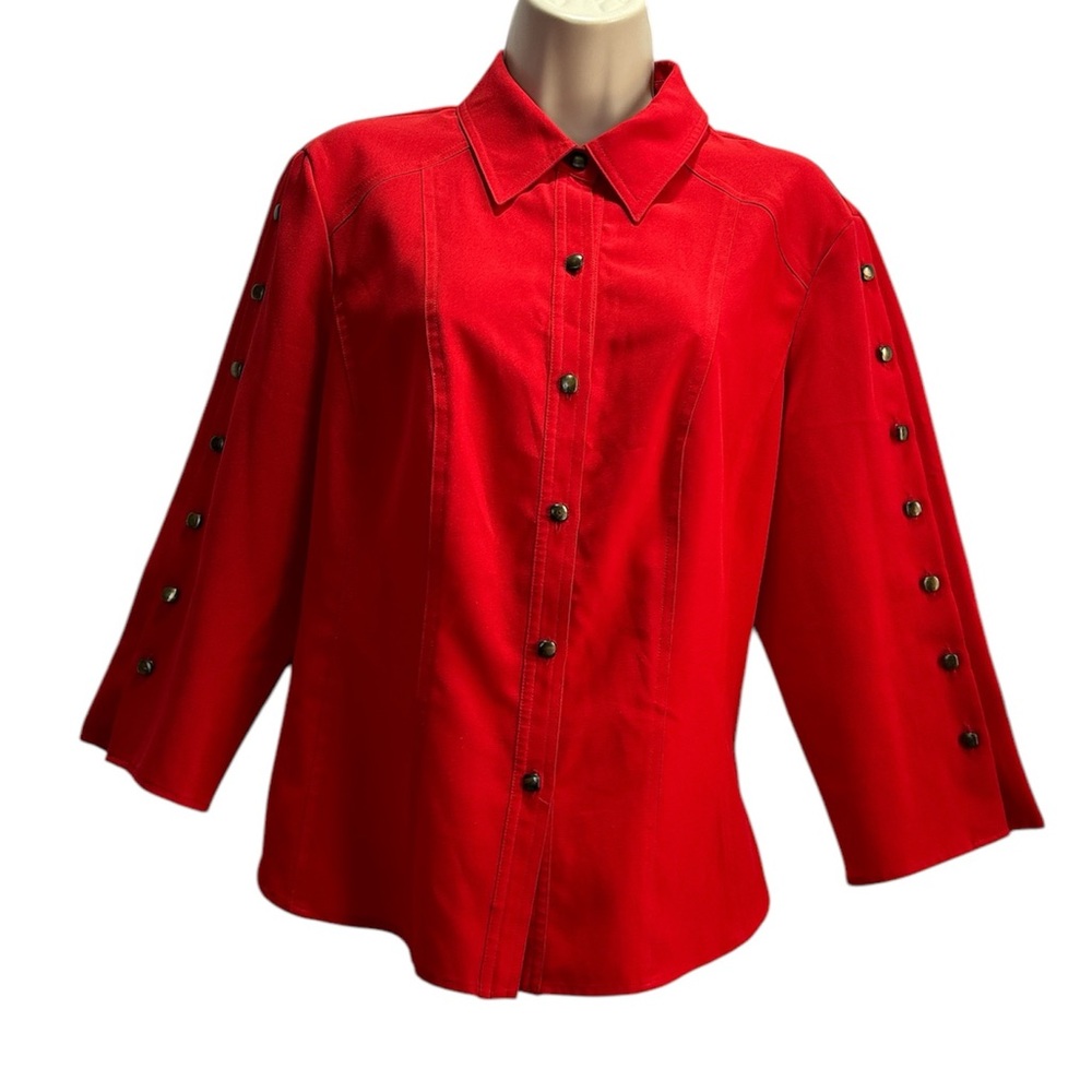 Classic Elements Women's Red Button Down Long Sle… - image 1